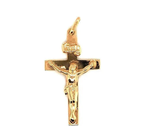 9ct Yellow Gold 375 Hallmarked Crucifix Cross Jesus Brand