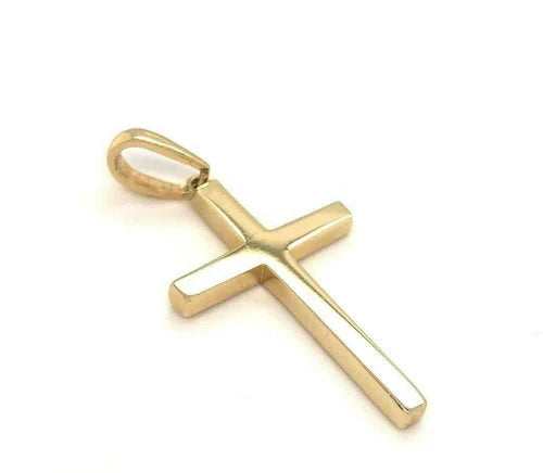 9ct Yellow 375 Gold Hallmarked GOLD PLAIN CROSS PENDANT 28x18mm New