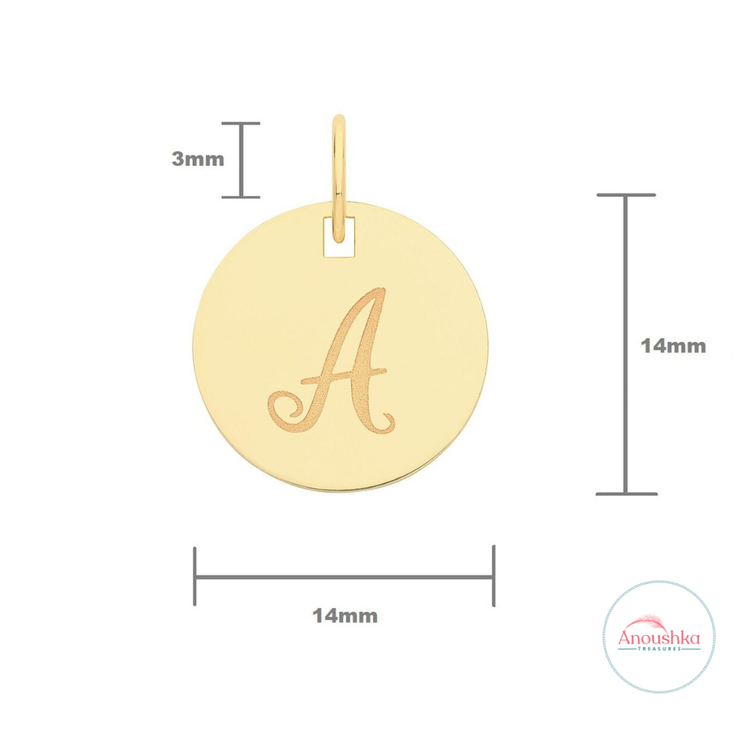 Serif Italics in round frame, Initials Pendants