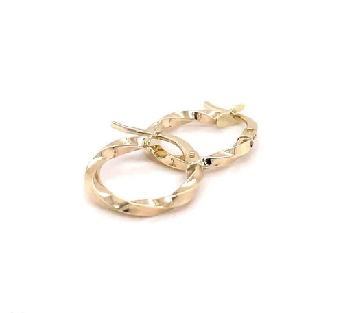9ct Yellow Gold Hoop Twisted Earrings, Gold Earring Set, Gold Earring Hooks