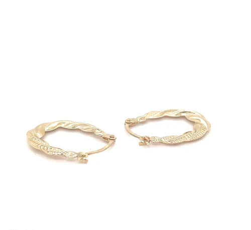 Small Creole Earrings, 9ct Gold Earring, Victorian Style Spiked, Oval Creole Hoop Earrings 13x16mm