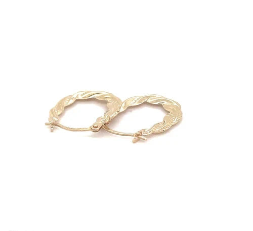 Small Creole Earrings, 9ct Gold Earring, Victorian Style Spiked, Oval Creole Hoop Earrings 13x16mm