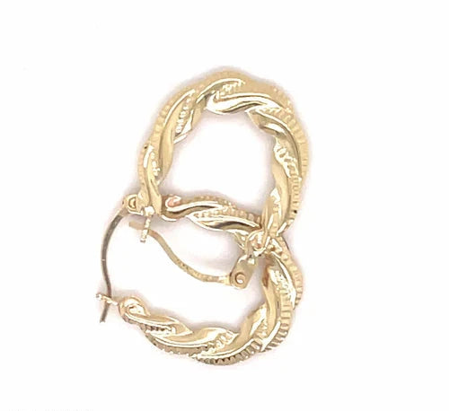 Small Creole Earrings, 9ct Gold Earring, Victorian Style Spiked, Oval Creole Hoop Earrings 13x16mm