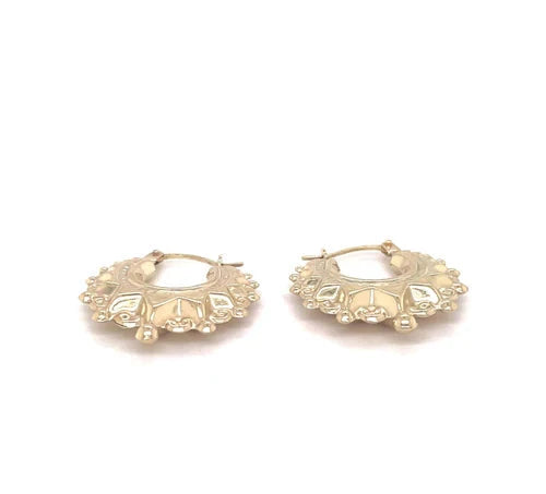 9ct Yellow Gold Ladies Victorian Creole Hoop, Creole Earrings, Hoop Earrings