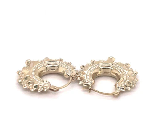 9ct Yellow Gold Ladies Victorian Creole Hoop, Creole Earrings, Hoop Earrings