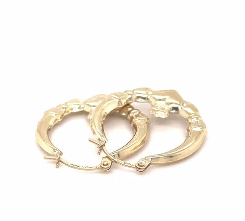 Ladies 9ct Yellow Gold Victorian, Claddagh Creole Hoop, Creole Earrings