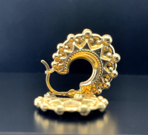 9ct Yellow Gold Victorian Creole, Gold Hoop Spiked Creole Earrings 15mm