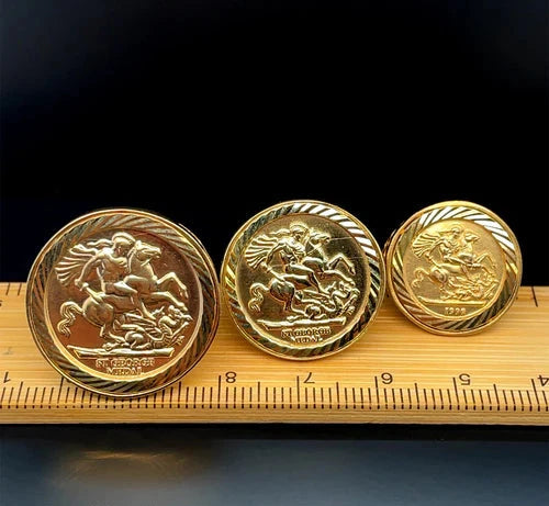 9ct Yellow Gold St George Rings Dragon Slayer FULL - HALF - 1/10 Design UK Hallmarked | Shop Online Anoushka Treasures UK