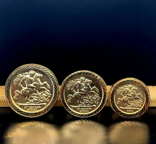 9ct Yellow Gold St George Rings Dragon Slayer FULL - HALF - 1/10 Design UK Hallmarked | Shop Online Anoushka Treasures UK