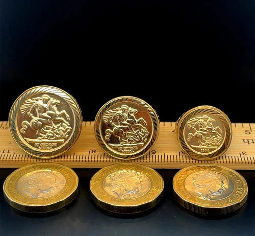 9ct Yellow Gold St George Rings Dragon Slayer FULL - HALF - 1/10 Design UK Hallmarked | Shop Online Anoushka Treasures UK