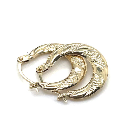 9ct Yellow Gold Earrings, Victorian Creole Hoop, Gold Creole Earrings 8mm