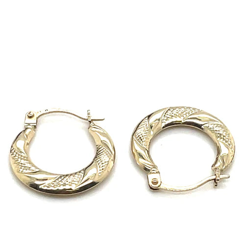 9ct Yellow Gold Earrings, Victorian Creole Hoop, Gold Creole Earrings 8mm