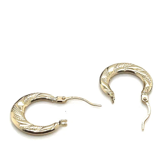 9ct Yellow Gold Earrings, Victorian Creole Hoop, Gold Creole Earrings 8mm