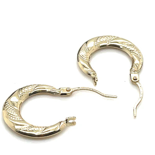 9ct Yellow Gold Earrings, Victorian Creole Hoop, Gold Creole Earrings 8mm