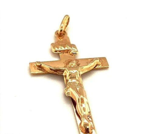 9ct Yellow Gold 375 Hallmarked Crucifix Cross Jesus Brand