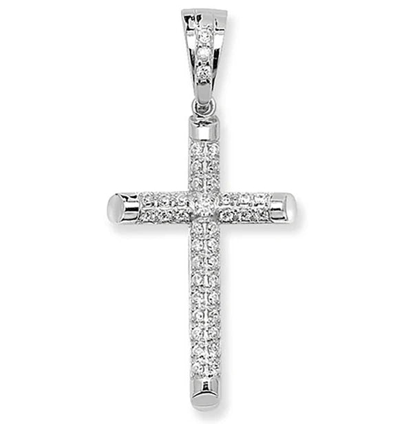925 Sterling Silver Cross Simulated Diamond CZ Design UK Hallmarked