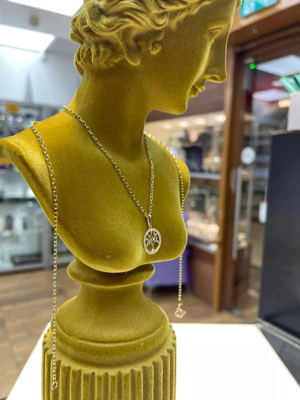 9ct Cz Gold Round Tree of Life Pendant, Cubic Zirconia Tree of Life, Round Tree of Life, Gifts for her