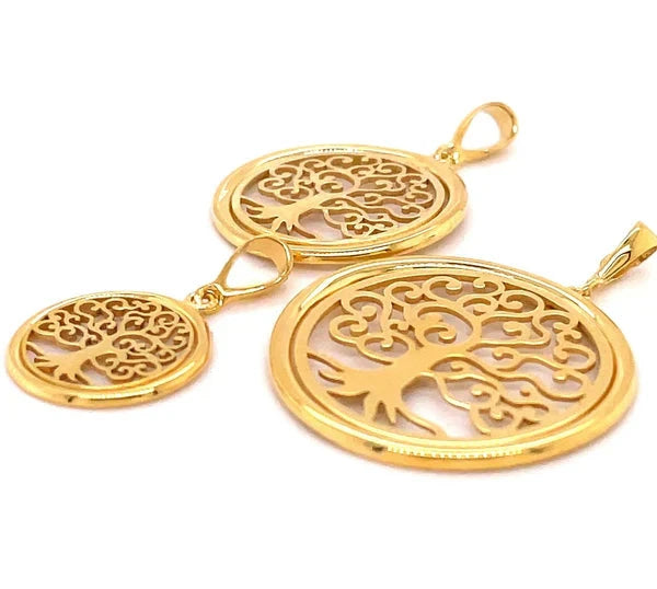 9ct Gold Tree of Life Pendant, Pendant Tree of Life, Round Tree of Life