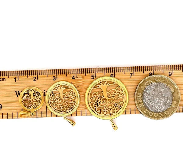 9ct Gold Tree of Life Pendant, Pendant Tree of Life, Round Tree of Life