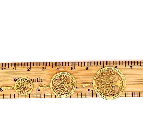 9ct Gold Tree of Life Pendant, Pendant Tree of Life, Round Tree of Life