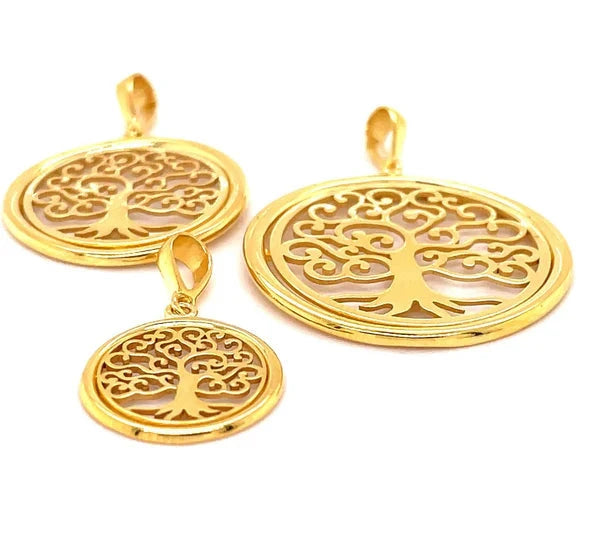 9ct Gold Tree of Life Pendant, Pendant Tree of Life, Round Tree of Life