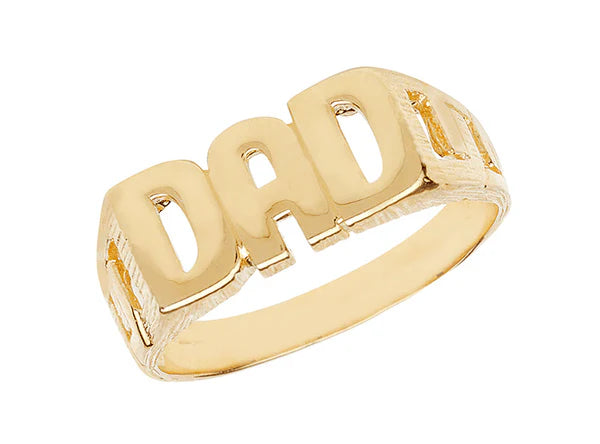 9ct Yellow Gold DAD Ring Plain Curb Link Band For Men UK Hallmarked