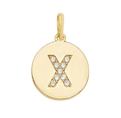 9ct Yellow Gold Round A to Z Initial Pendant Simulated Diamond CZ UK Hallmarked