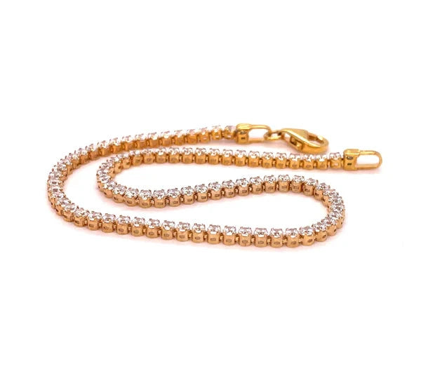 9ct Yellow/White Gold Round CZ Tennis Bracelet Ladies 2.7g BRAND NEW