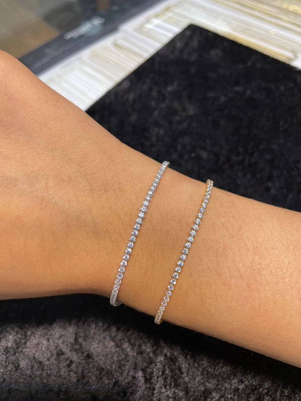 9ct Yellow/White Gold Round CZ Tennis Bracelet Ladies 2.7g BRAND NEW