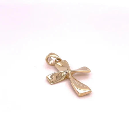 9ct Yellow Gold Twist Cross Pendant, 375 Hallmarked Unisex Pendant
