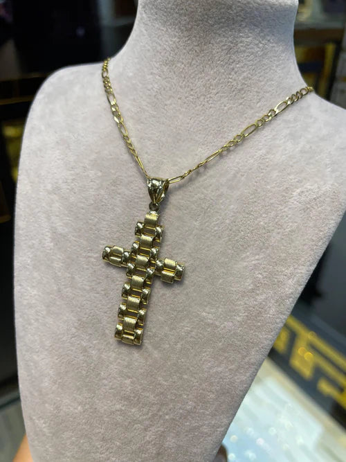 9ct Yellow Gold Fancy Link Cross Pendant 375 Hallmarked BRAND NEW Mens Pendant