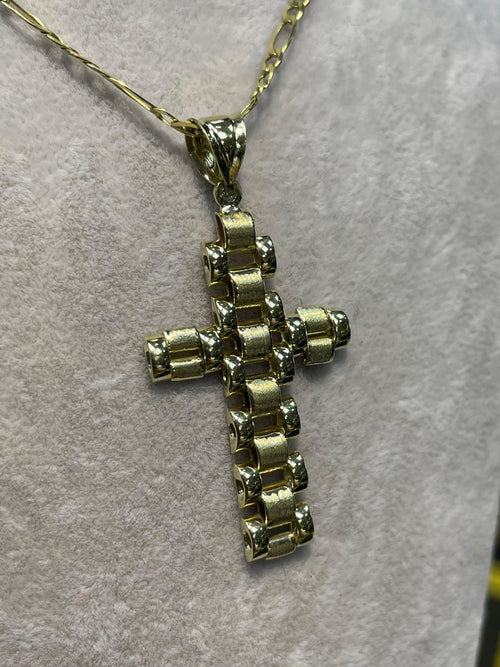 9ct Yellow Gold Fancy Link Cross Pendant 375 Hallmarked BRAND NEW Mens Pendant