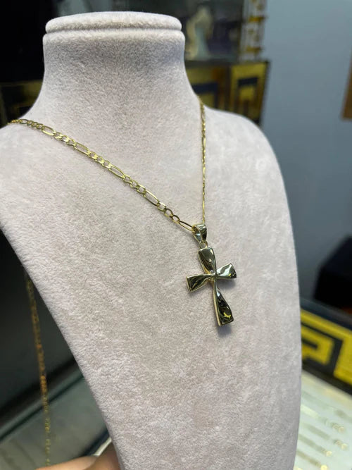 9ct Yellow Gold Twist Cross Pendant, 375 Hallmarked Unisex Pendant