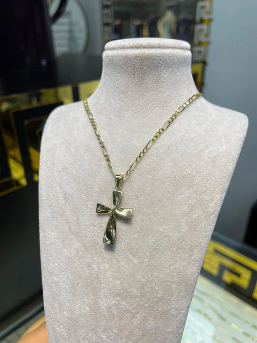 9ct Yellow Gold Twist Cross Pendant, 375 Hallmarked Unisex Pendant