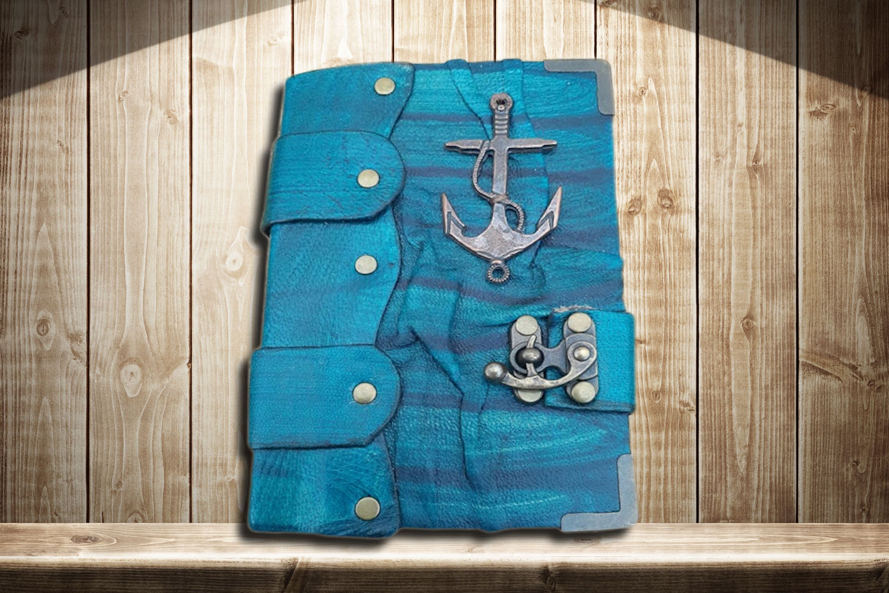 Large Leather Blue Journal Notebook Diary Sketch Book /Anchor Journal/Christmas Birthday Unisex Gift Mothers day gift