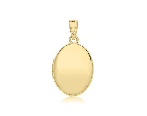 9ct Yellow Gold Oval Locket Plain Pendant UK Hallmarked
