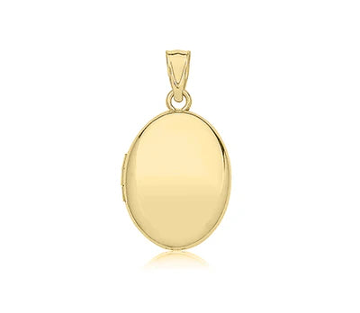 9ct Yellow Gold Oval Locket Plain Pendant UK Hallmarked