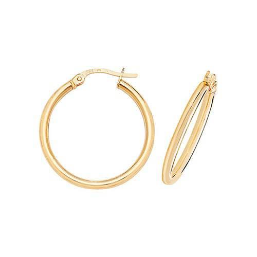 Gold Hoop Earring, 9ct Yellow Gold Plain Hoop Earrings, 9k Earrings, 10mm - 15mm - 20mm - 25mm - 30mm - 40mm