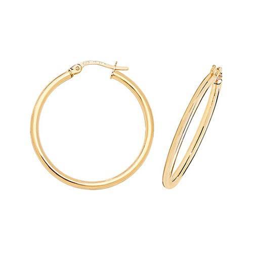 Gold Hoop Earring, 9ct Yellow Gold Plain Hoop Earrings, 9k Earrings, 10mm - 15mm - 20mm - 25mm - 30mm - 40mm