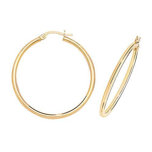 Gold Hoop Earring, 9ct Yellow Gold Plain Hoop Earrings, 9k Earrings, 10mm - 15mm - 20mm - 25mm - 30mm - 40mm
