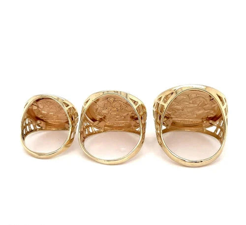 9ct Yellow Gold St George Rings Dragon Slayer FULL - HALF - 1/10 Design UK Hallmarked | Shop Online Anoushka Treasures UK