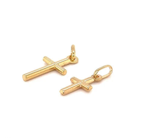 9ct Yellow Gold Cross Pendant, Minimalist Christian Cross, Classy Unisex Cross Casual Charm Pendant