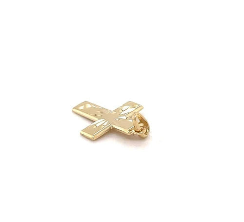 Diamond Cut Cross Pendant 9K Yellow Gold, Tiny Small Cross Pendant, Shiny Cross, Cross for Woman, Cross For Men