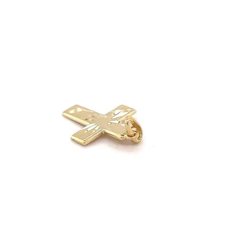 Diamond Cut Cross Pendant 9K Yellow Gold, Tiny Small Cross Pendant, Shiny Cross, Cross for Woman, Cross For Men