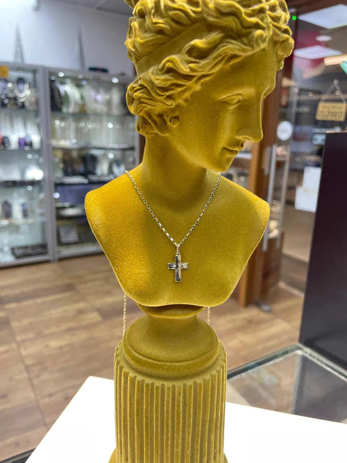 Diamond Cut Cross Pendant 9K Yellow Gold, Tiny Small Cross Pendant, Shiny Cross, Cross for Woman, Cross For Men