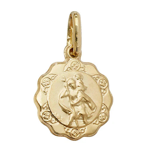 St Christopher Pendant, 9ct St Christopher Medallion Charm Pendant, 375 Hallmarked, Small-Medium-Large