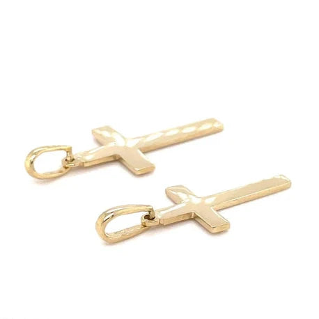 Flat Gold Cross, 9k Plain Yellow Gold Cross, Cross For Men, Cross For Women, Cross Pendant