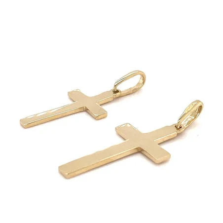 Flat Gold Cross, 9k Plain Yellow Gold Cross, Cross For Men, Cross For Women, Cross Pendant