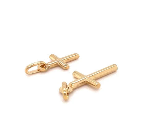 9ct Yellow Gold Cross Pendant, Minimalist Christian Cross, Classy Unisex Cross Casual Charm Pendant