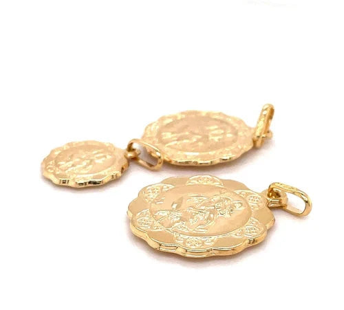 St Christopher Pendant, 9ct St Christopher Medallion Charm Pendant, 375 Hallmarked, Small-Medium-Large